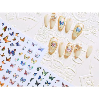 Sticker dán móng nail bướm lấp lánh rainbow 1020