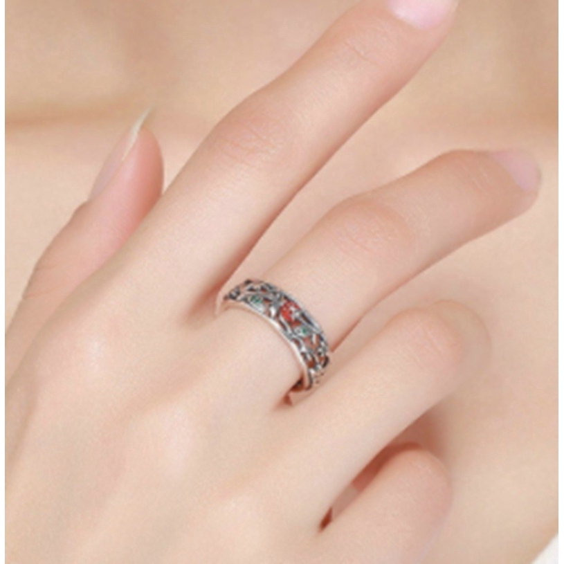 Perhiasan Cincin Silver Wanita Model Pohon Twisted