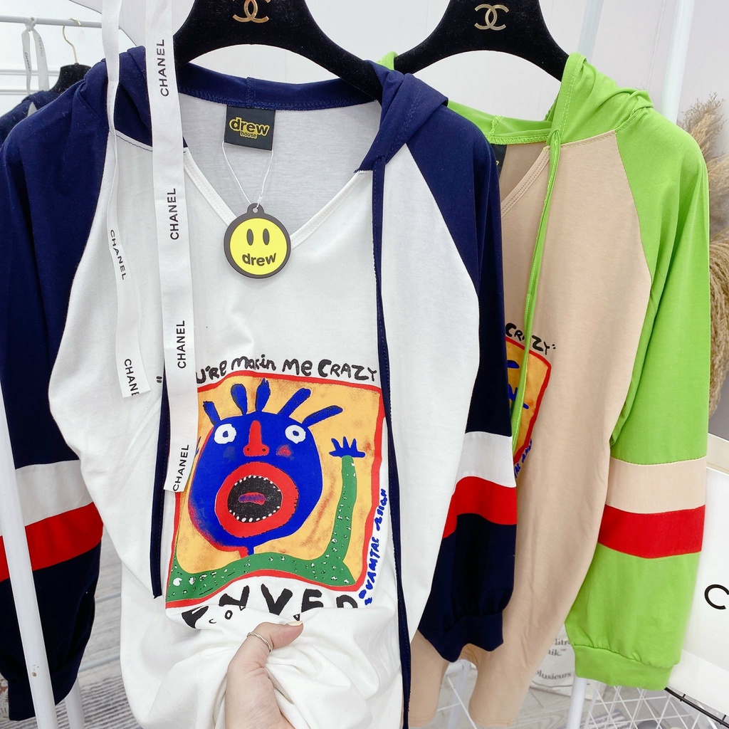 Áo thun dài tay hoạt hình có mũ siêu hot nhiều màu siêu đáng yêu áo hoodie mùa thu
