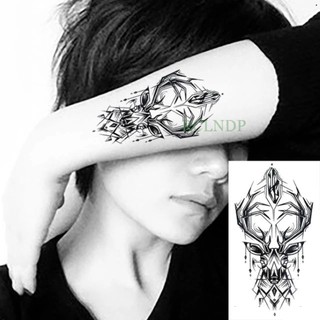 Hình xăm dán tattoo động vật hươu nai t018.Xăm dán tatoo mini tạm thời, size <10x6cm
