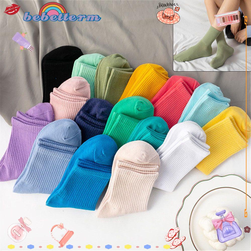 BEBETTFORM 1 Pair Harajuku Breathable Women Socks Cotton Sport Skateboard Solid Color Comfortable Christmas Gifts/Multicolor
