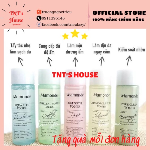 Nước hoa hồng Mamonde, Toner Mamonde 25ml đủ loại