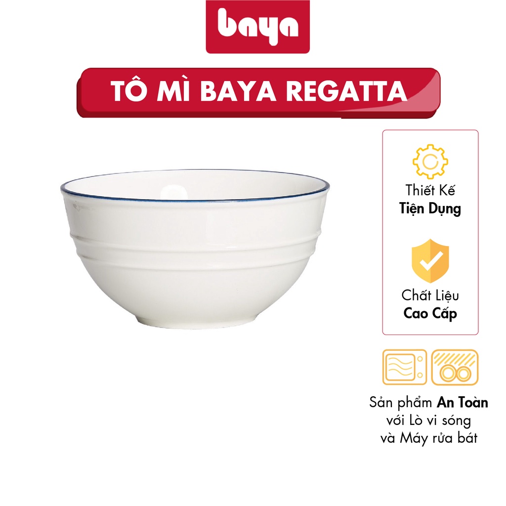 Bát Ô Tô Sứ Tráng Men BAYA REGATTA Viền Xanh Cao Cấp Đựng Canh Pha Mì Phở Loại Tốt 1093612