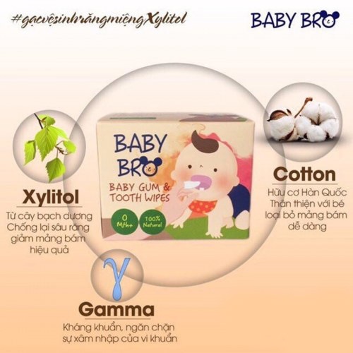 Gạc rơ lưỡi, tưa lưỡi cho bé Xylitol BABY BRO Hàn Quốc vệ sinh răng miệng