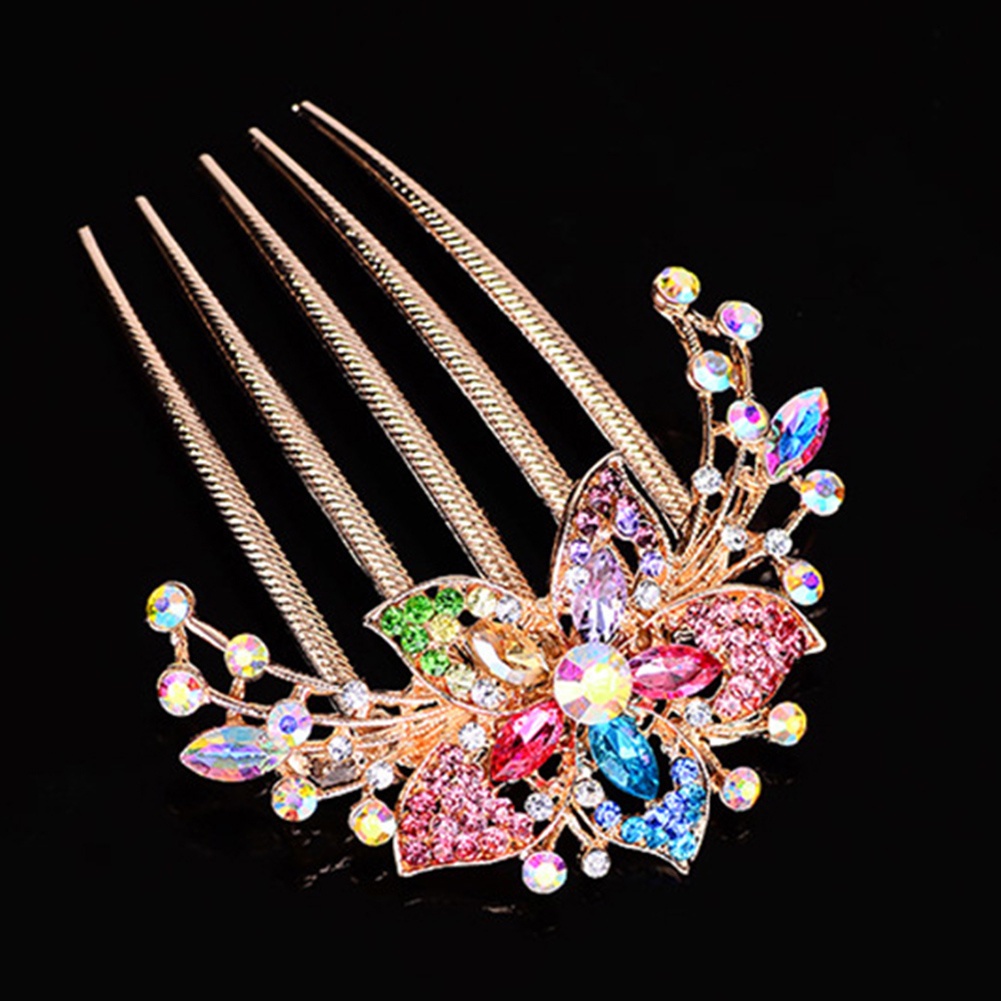 Trâm cài tóc hình bông hoa đính đá giả nhiều màu sắc thời trang thanh lịch cho nữ