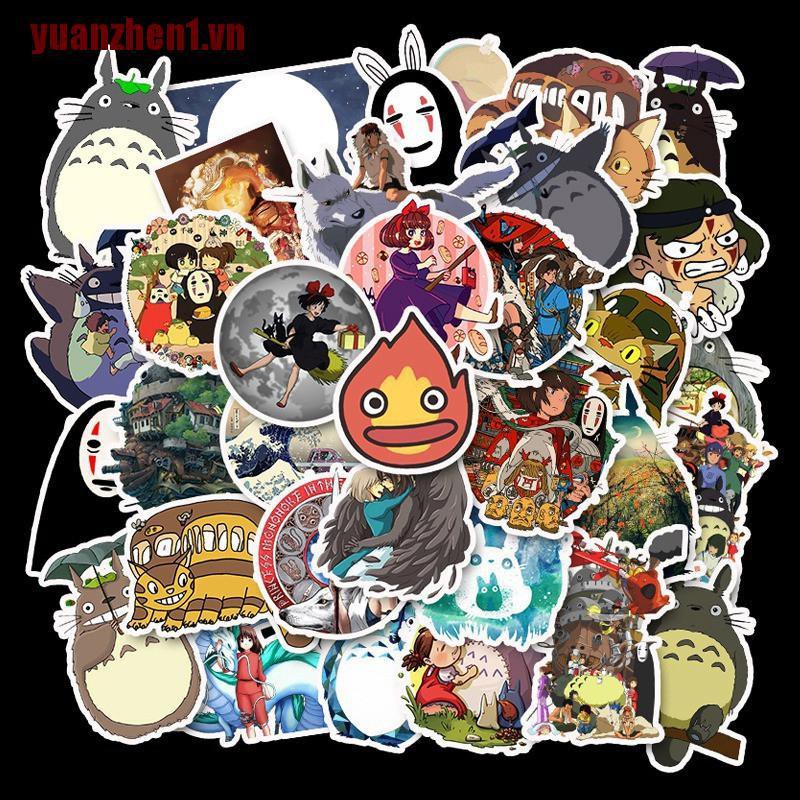 [YUANZHEN1] 50 Miếng Dán Hoạt Hình Totoro Spirited Away Girl Graffiti Chống Thấm Nước
