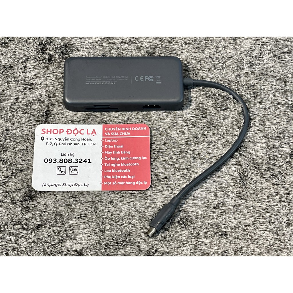 Bộ chuyển đổi Anker cổng Premium 5 in 1 USB-C Hub 1H2A1S1M A8334