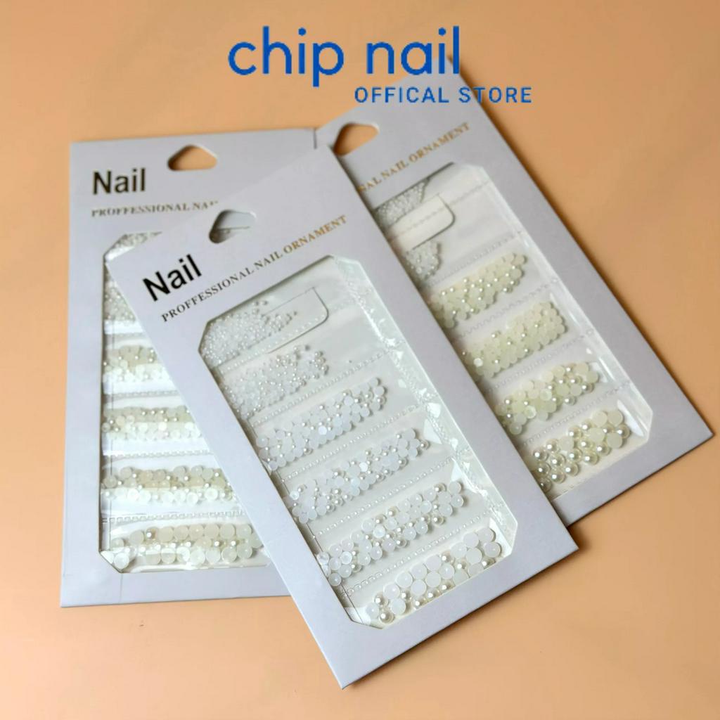 sét hạt trai nửa gắn móng trang trí móng