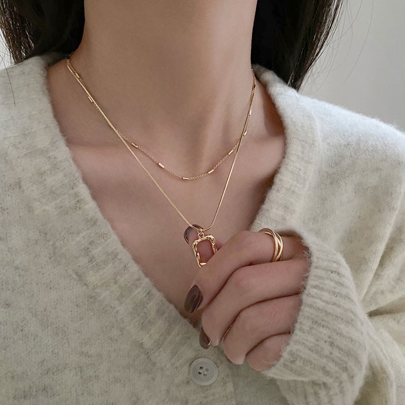 Fashion simple square pendant necklace temperament necklace