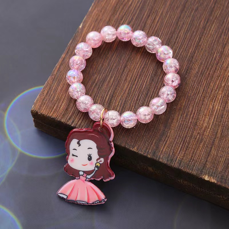 Vòng Tay Mặt Hình Công Chúa Elsa Cho Bé |Vòng Tay Chuỗi Hạt Co Giãn Hình Bạch Tuyết/ Nàng Tiên Cá