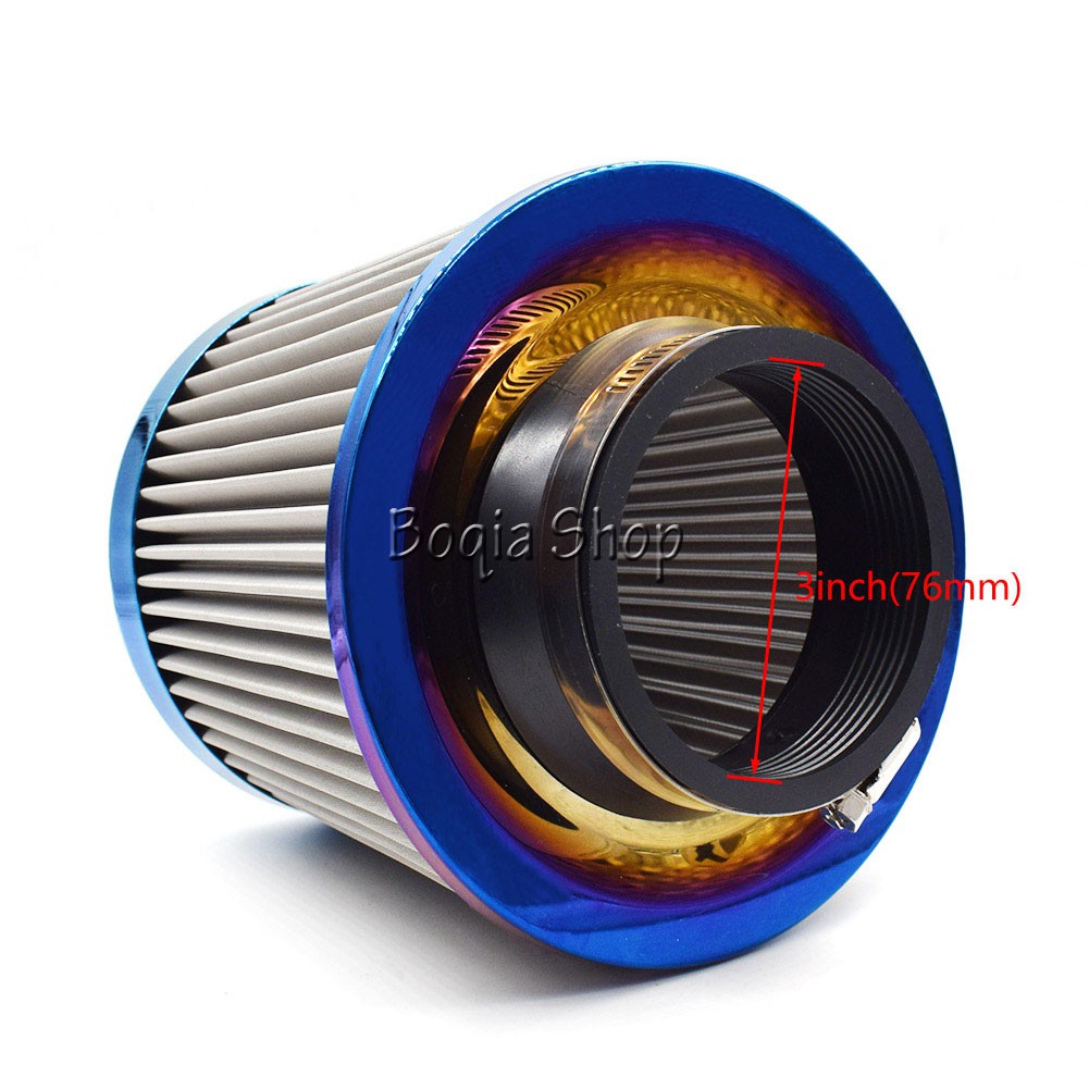 Bộ Lọc Khí Nạp Lạnh Bằng Thép Không Gỉ Màu Xanh Dương 3 &quot;76mm Cho Xe Đua