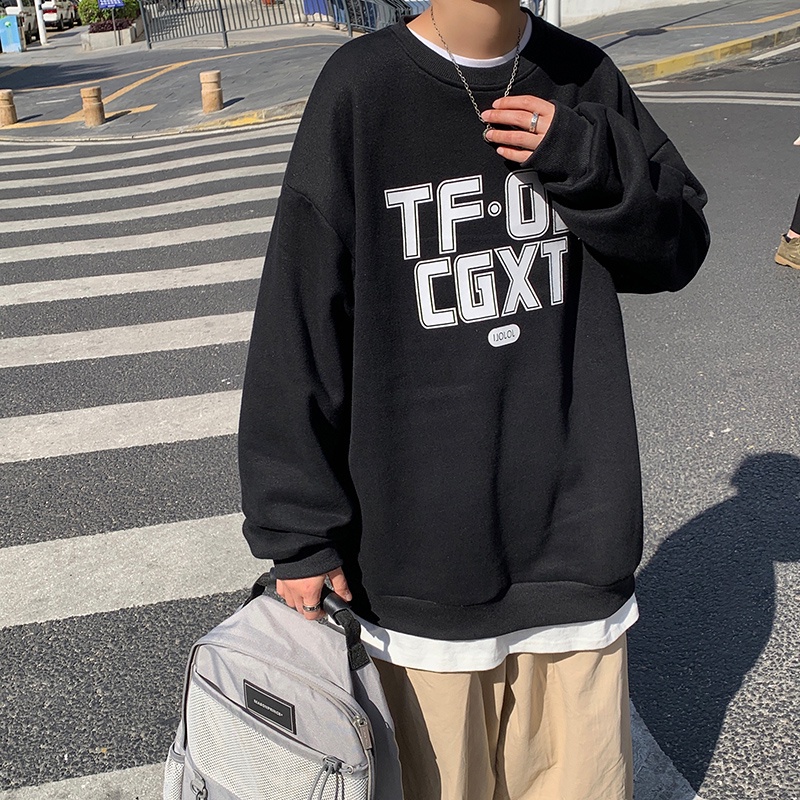 Áo Sweater Cổ Tròn In Chữ Đơn Giản Phong Cách Hàn Quốc Mới Cho Nam Size M-3Xl