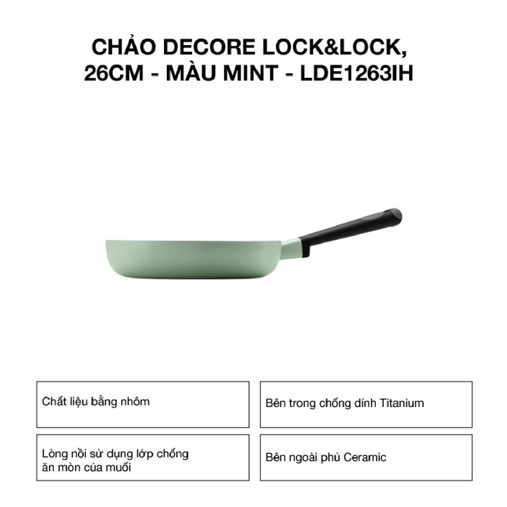 Chảo Decor Lock&amp;Lock 26CM - màu Mint - LDE1263IH