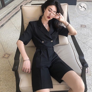 Set Quần Lửng Kèm Vest Crop Tay Ngắn (ĐEN)