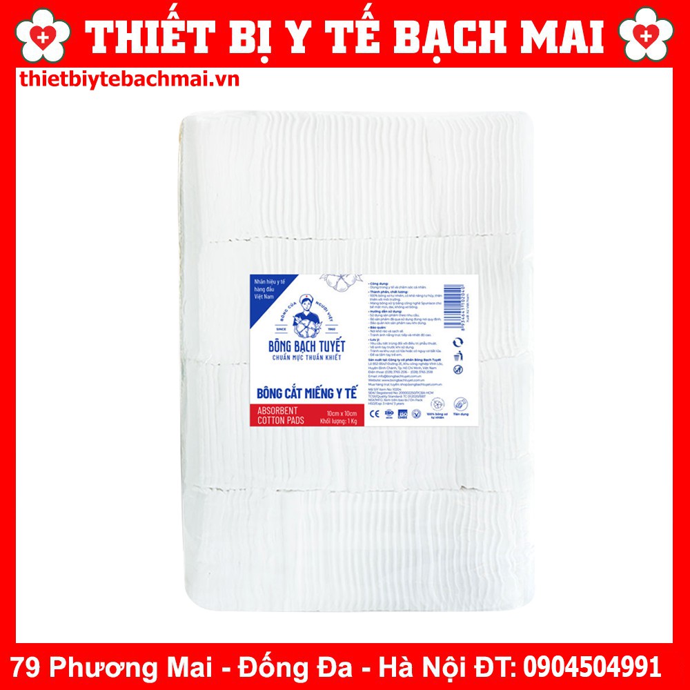 Bông Bạch Tuyết Y Tế Cắt Miếng 1kg - Vệ Sinh Cho Bé, Spa