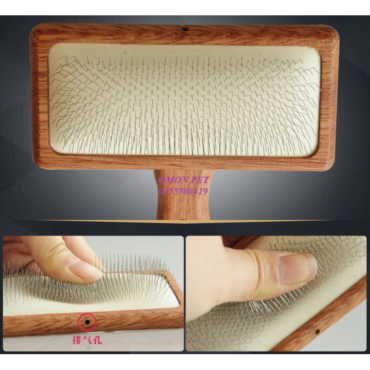 Lược gỗ vuông Xinuo chải bông gỡ rối lông Chó Mèo thiết kế đẹp tinh tế chắc chắn chuyên dùng cho Spa chó mèo - Omon Pet