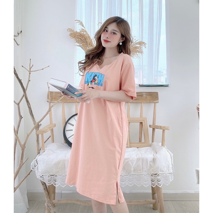 Đầm THUN THÁI form rộng-xẻ tà