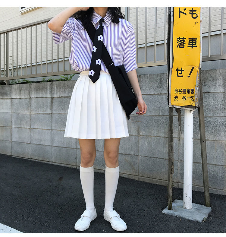 Chân Váy Xếp Ly JK Plain Uniforms Pleated Skirts Korean High Waist Pleated Skirt Slim