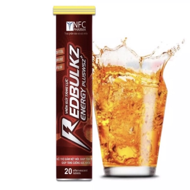 Viên sủi tăng lực Redbulkz Energy Pluswsz+  bổ sung Vitamin C, B, PP tăng sinh lực