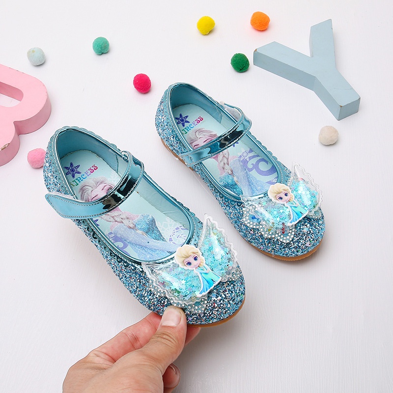 Giày búp bê bé gái in hoạ tiết công chúa ELSA gắn nơ thiên thần Giày búp bê có quai ngang cho bé Búp bê Elsa trẻ em