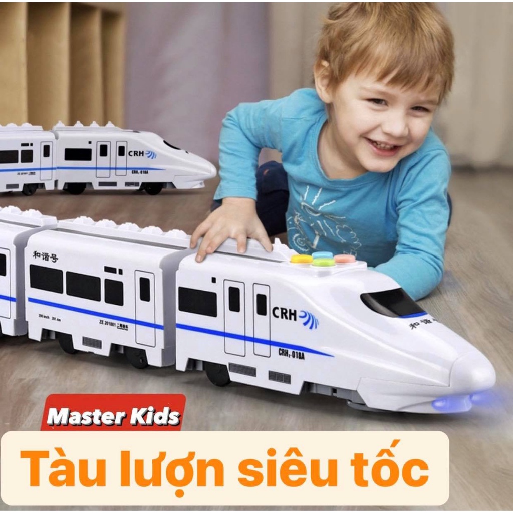 [SALE] Đồ chơi tàu lượn xe lửa siêu tốc cho bé có nhạc và đèn, tự động tránh chướng ngại vật Master Kids