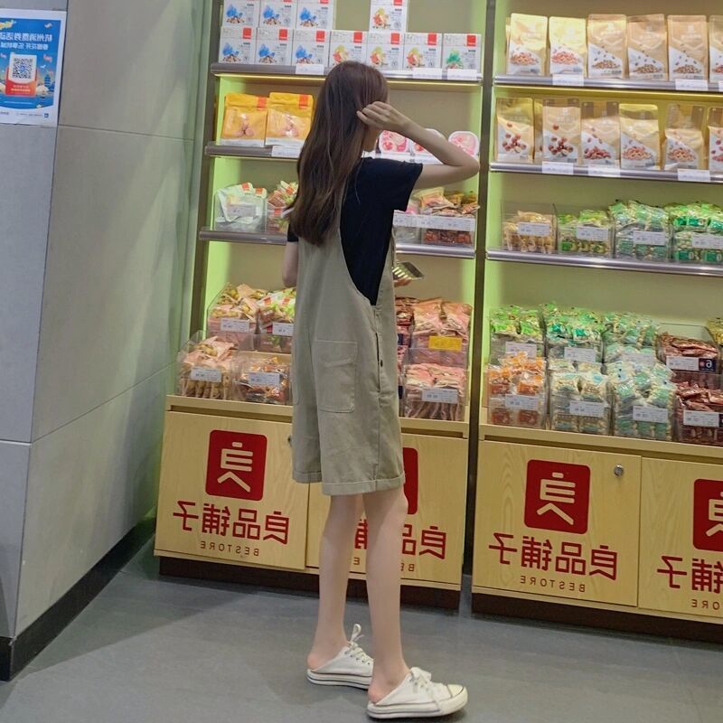Bộ Áo Thun Tay Ngắn Kèm Quần Yếm Ngắn 2022 Thời Trang Mùa Hè Dễ Phối Đồ Cho Nữ