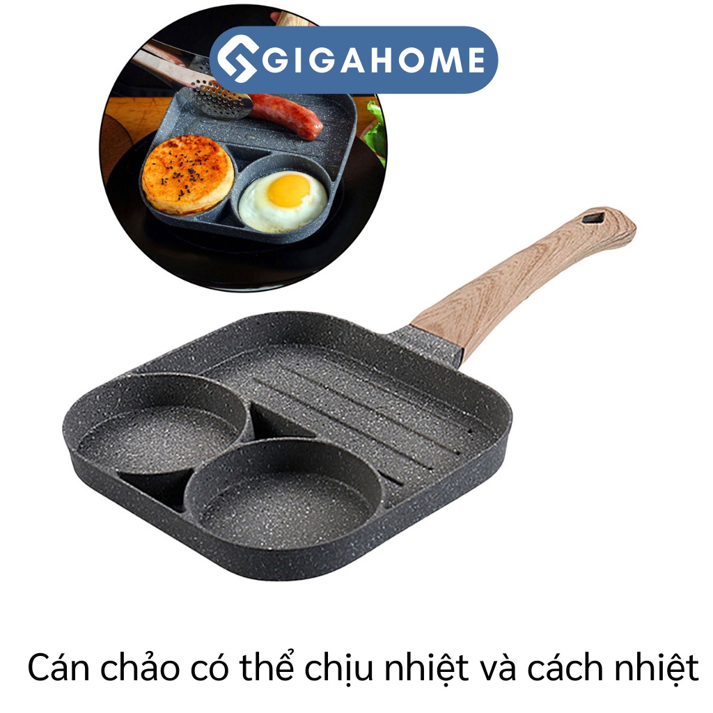 Khuôn Chảo Chiên Rán Trứng, Làm Bánh Chia 3 Ngăn Chống Dính GIGAHOME 10385