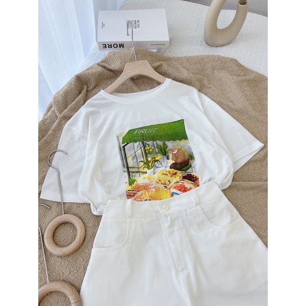 Set kaki trắng mix pull hình