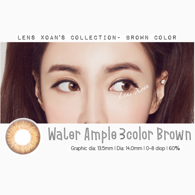 KÍNH ÁP TRÒNG WATER AMPLE 3COLOR BROWN- LENS ME ( LENS XOẮN): NÂU CAM TÂY GIÃN NHẸ