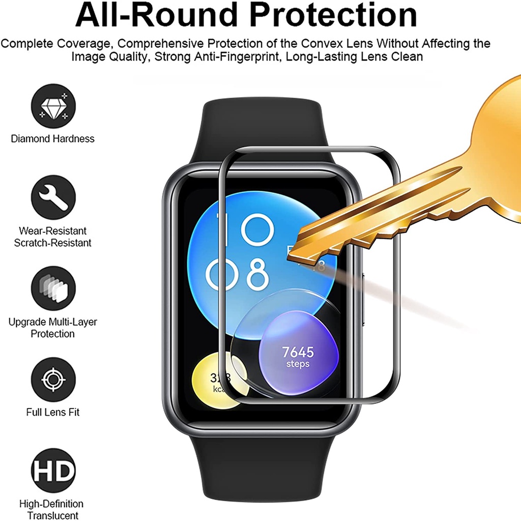 Kính Cường Lực Cong 3D Bảo Vệ Màn Hình Đồng Hồ Thông Minh Huawei fit2/WatchFit/Watch Fit 2 Watchfit2