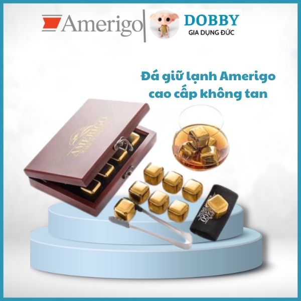 Đá giữ lạnh inox Amerigo Deluxe không tan màu Đồng/Bạc