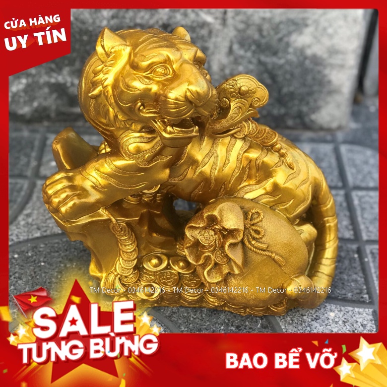 Tượng phong thuỷ, tượng hổ bên bị vàng decor trang trí phong khách 2022