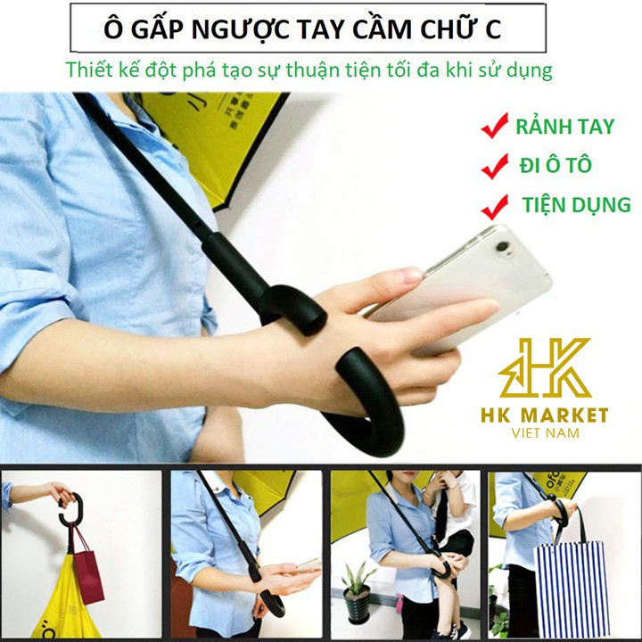 Dù Gấp Ngược Chống Vương Nước Vào Oto, Sàn Nhà - Ô Mở Ngược 2 Lớp Chống Thấm