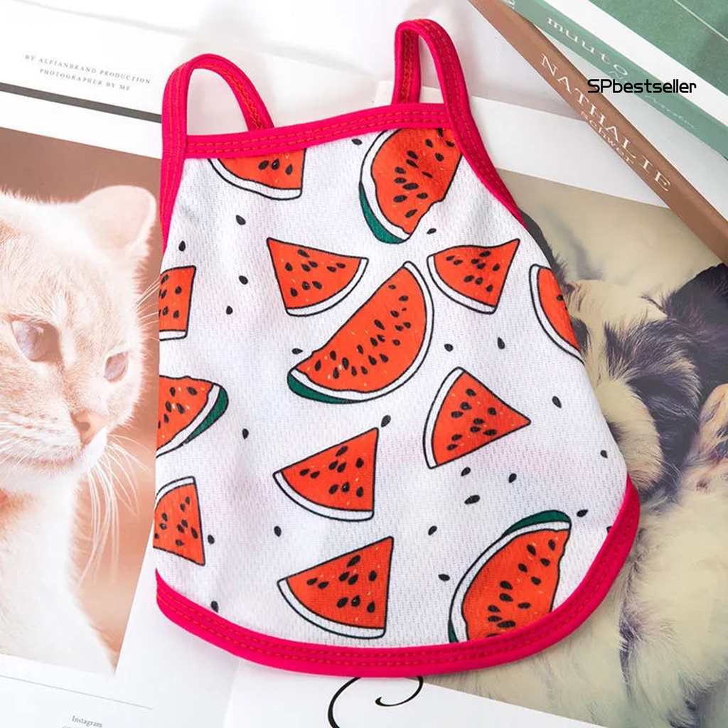 Áo không tay in họa tiết trái cây hoạt hình thoáng khí thời trang cho thú cưng