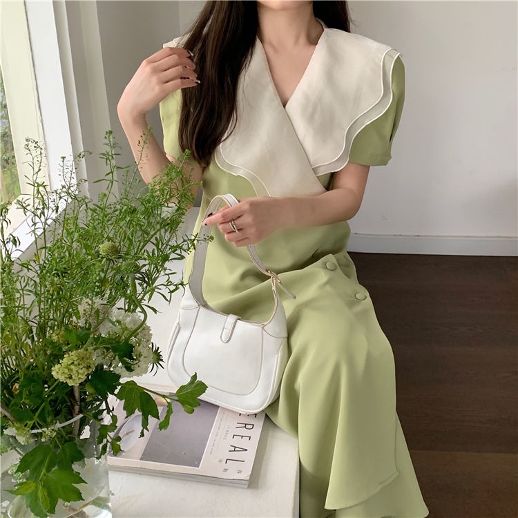 Đầm Chữ A Tay Phồng Phối Bèo Thời Trang Mùa Hè Phong Cách Pháp Sang Trọng Cho Nữ