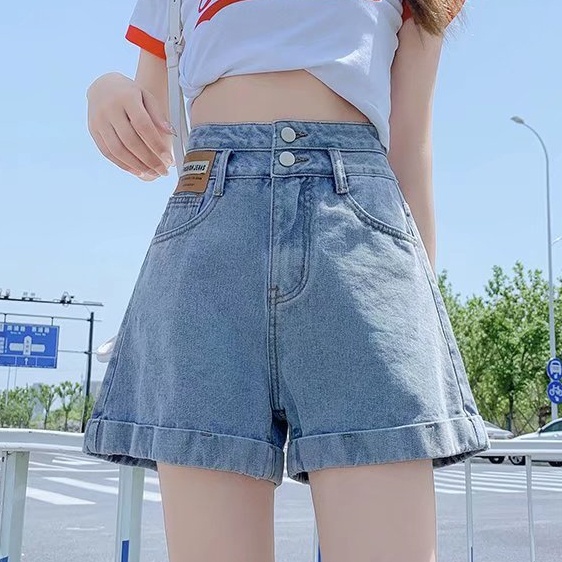 Quần Short Denim Nữ Lưng Cao Thời Trang Hàn Quốc