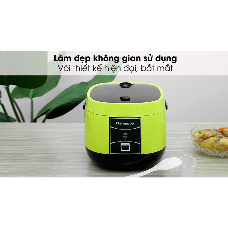Nồi Cơm Nắp Gài Kangaroo KG22R1 2.2 Lít Hàng Chính Hãng Lòng Nồi Bằng Nhôm Phủ Chống Dính Thiết Kế Mềm Mại, Gọn Gàng
