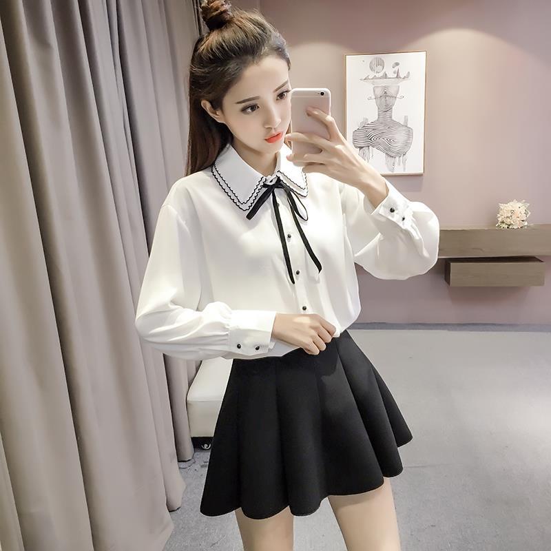 Áo Sơ Mi Chiffon Dáng Ôm Phong Cách Preppy Dễ Phối Đồ Cho Nữ