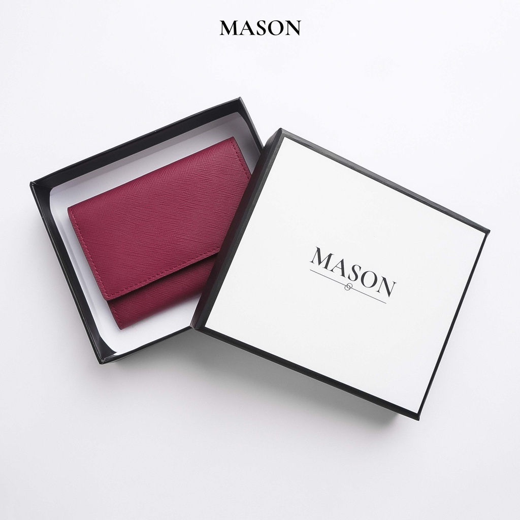 Ví nữ mini nhỏ gọn đựng thẻ card holder Lisa da Saffiano nhập khẩu thương hiệu MASON - M15