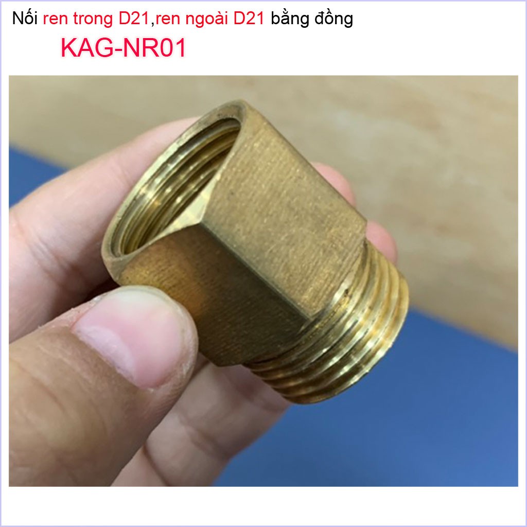 Nối ren trong ren ngoài D21 Nixcor KAG-NR01 đồng, Đầu nối đổi ren - Phụ kiện đổi ren Đồng (cà Rá)