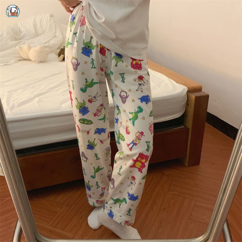 Quần Ngủ Ba Mắt Họa Tiết Stitch Hoạt Hình Phong Cách Hàn Quốc Thời Trang Xuân Thu Cho Nữ