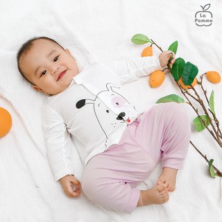 [La Pomme] Bộ quần áo sơ sinh cúc giữa La Pomme