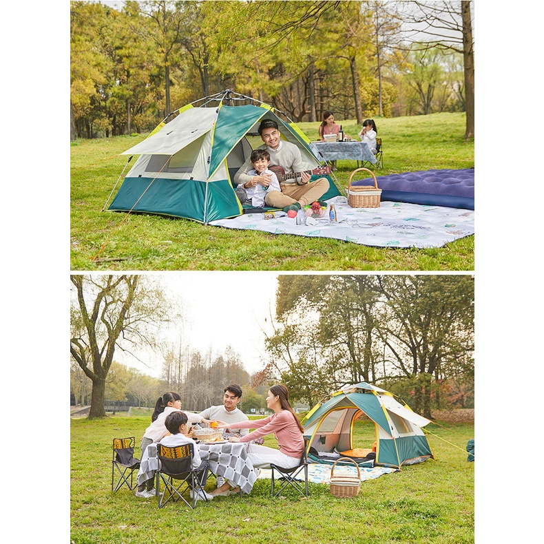 Lều cắm trại 4 người, lều tự bung dã ngoại picnic câu cá gia đình gấp gọn 4 cửa Heria Store