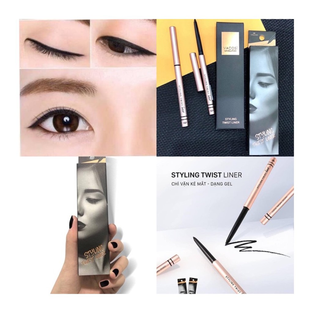 Chì Vặn Kẻ Mắt Dạng Gel Vacosi Styling Twist Liner 5ml (Đen) | BigBuy360 - bigbuy360.vn