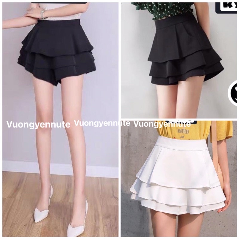 Chân Váy 3 Tầng Xòe Dáng Ngắn Lưng Cạp Cao Form Chữ A Mặc Công Sở Hoặc Thường Ngày ( có quần trong )