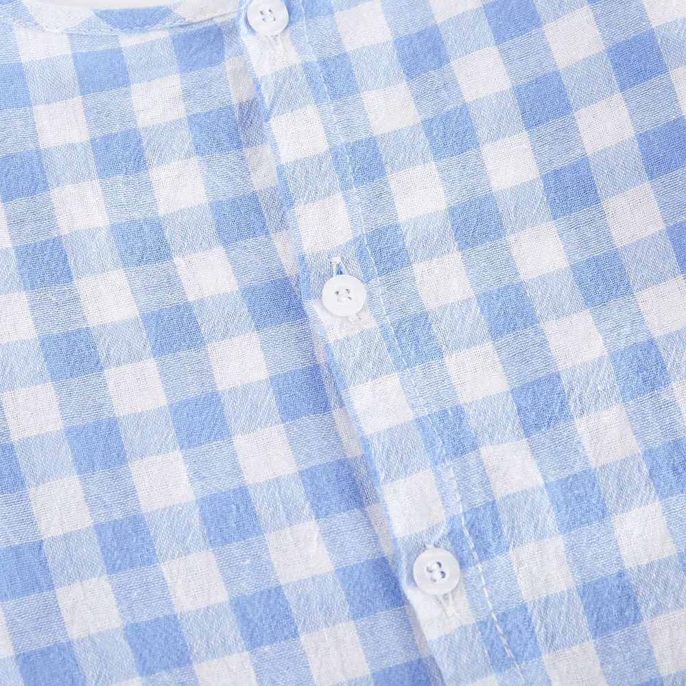 Bộ Đồ Sanlutoz 2 Món Tay Ngắn Màu Xanh Dương Kẻ Sọc Thời Trang Cho Bé Gái