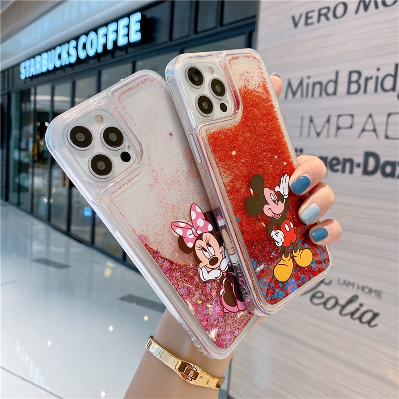 Ốp Điện Thoại Dẻo Họa Tiết Hoạt Hình Cô Gái Xinh Đẹp Kèm Quicksand Cho iPhone 13 Pro MAX 12 11 Pro MAX XS MAX XR X 6 7+8 Plus