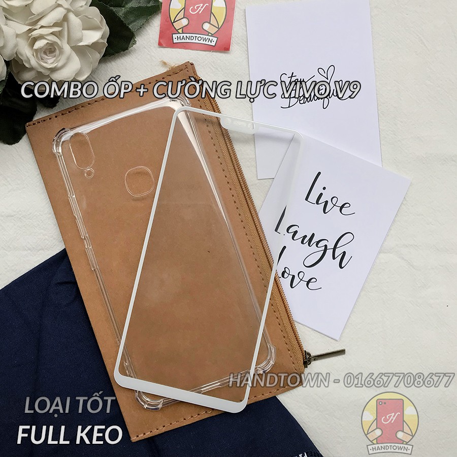 COMBO SỐC Vivo v9: Ốp lưng chống sốc Vivo v9 + kính cường lực full màn