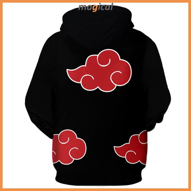 Áo hoodie thời trang unisex có nón tay dài in biểu tượng nhóm Akatsuki truyện Naruto