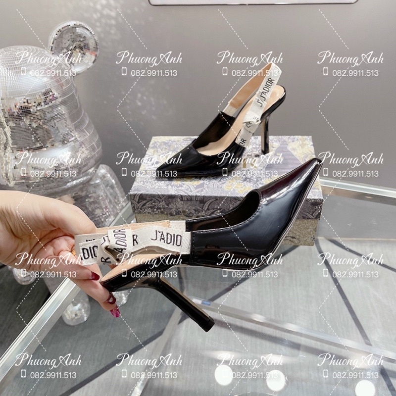 Sandal Dior Đen Bóng Cao 9F Full Size 35-39